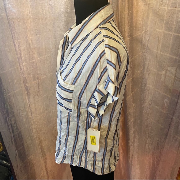Copper Key striped button down short sleeve top - Picture 2 of 9